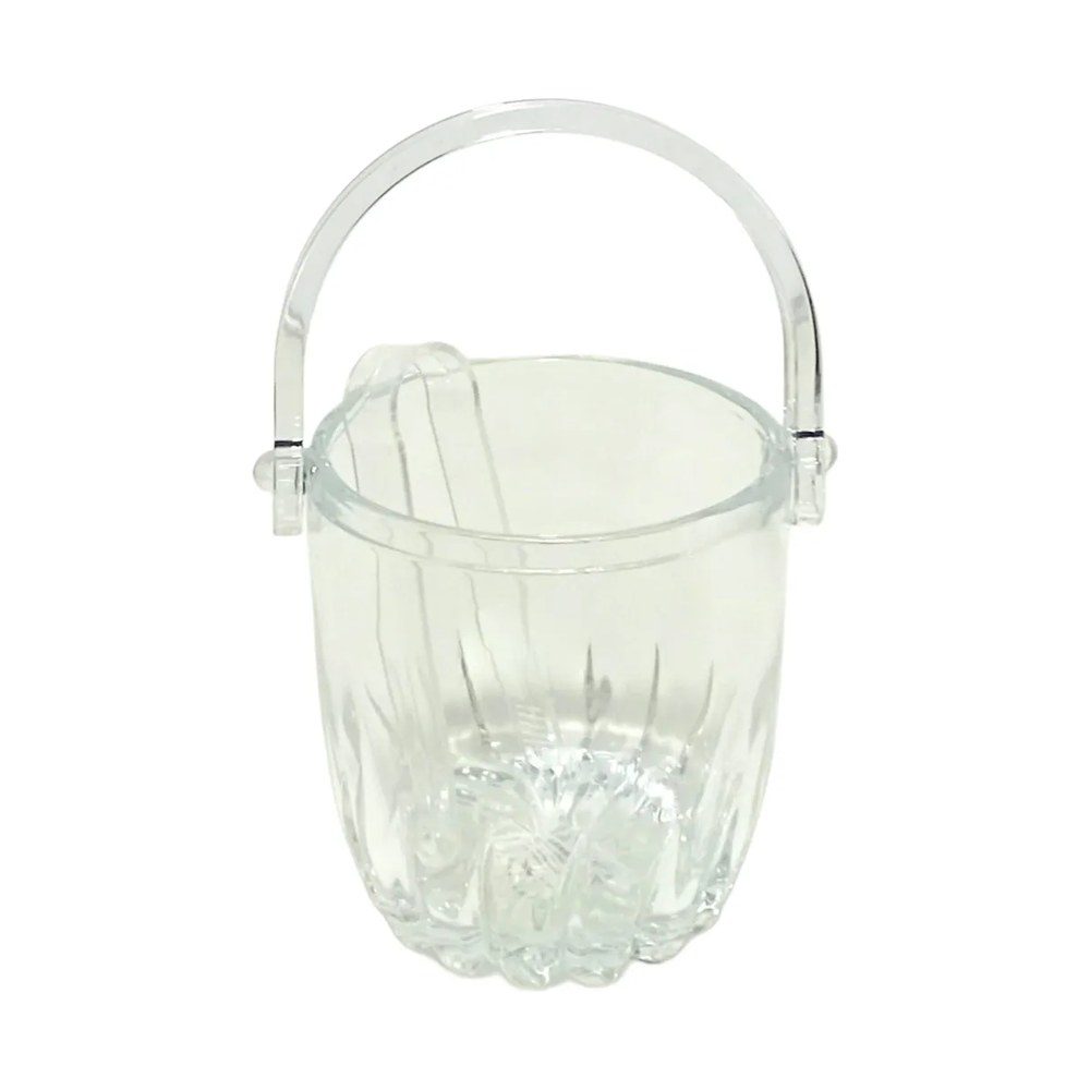 Glass ice bucket with tongs