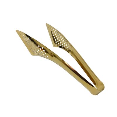 Gold Perforated Serving Tong 9"