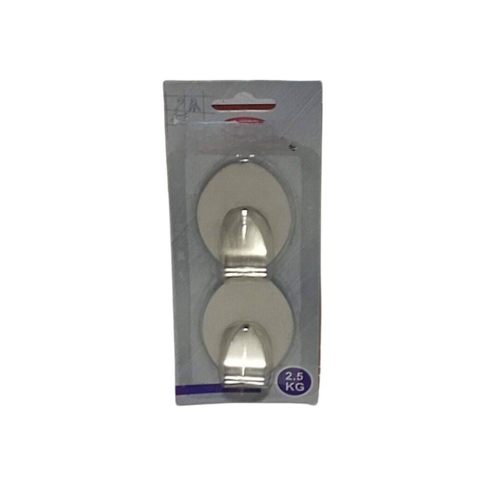 Self-adhesive steel wall hooks, 2 pack