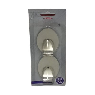 Self-adhesive steel wall hooks, 2 pack