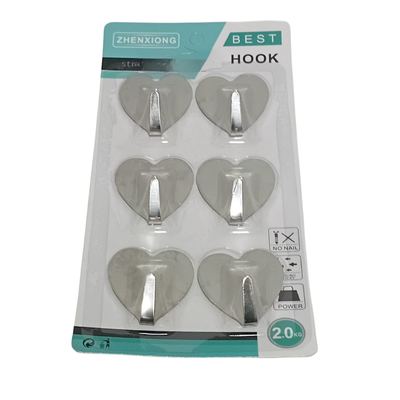 Heart-shaped self-adhesive steel hooks (6-pack)