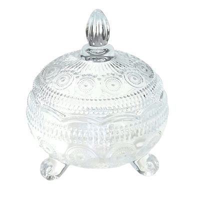 Footed glass candy pot with lid