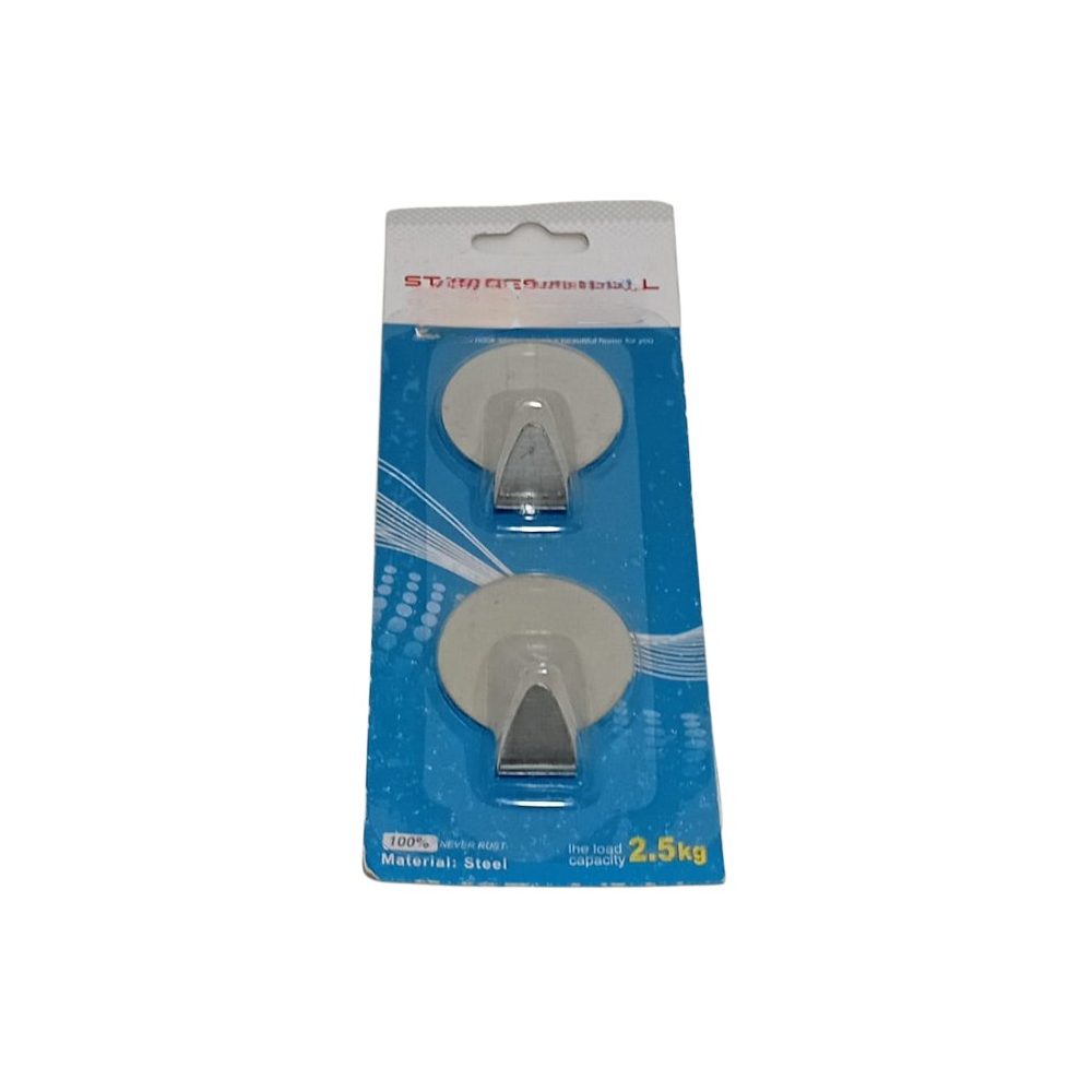 Self-adhesive steel wall hooks (2 pack)
