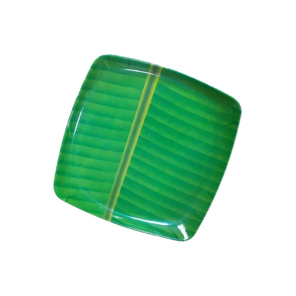 9" Square Banana Leaf Melamine Plate