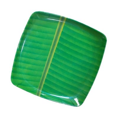 9" Square Banana Leaf Melamine Plate