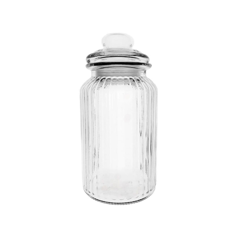 Ribbed Glass Storage Jar 1300ml
