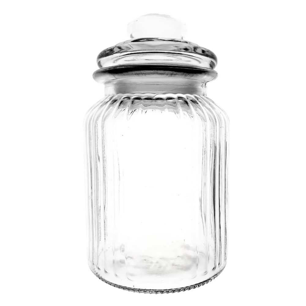 Ribbed Glass Storage Jar 1000ml