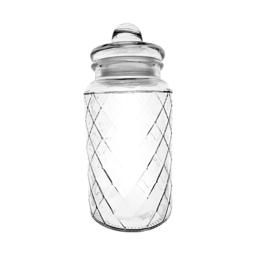Diamond-Cut Glass Storage Jar, 1200ml