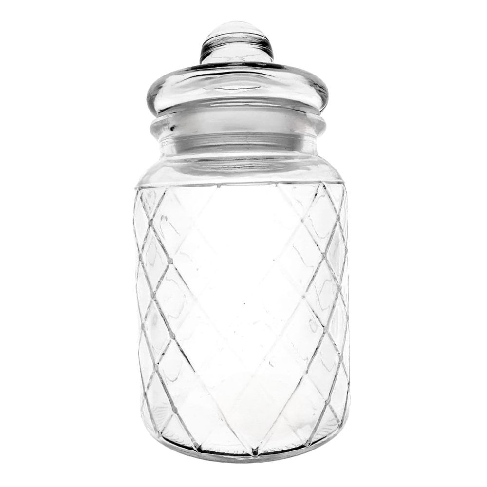 Diamond-cut glass sweet jar, 960ml