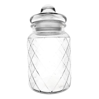 Diamond-cut glass sweet jar, 960ml