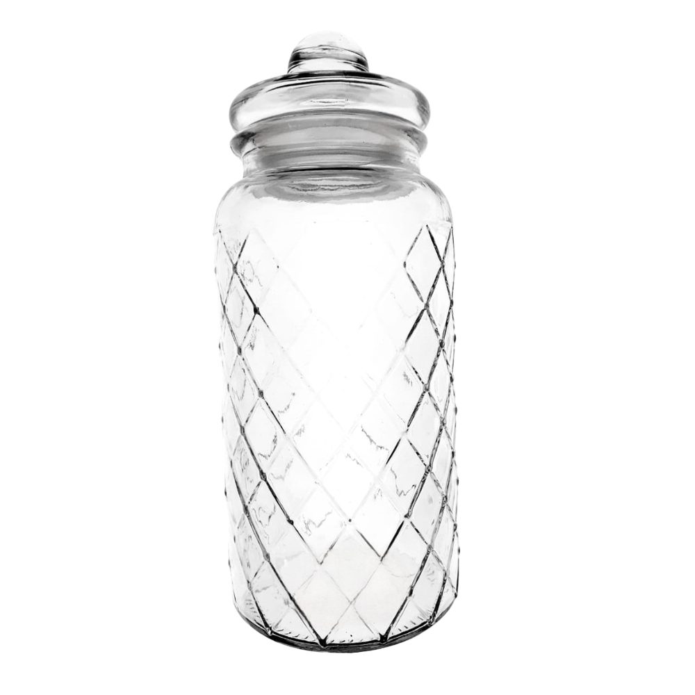 Diamond-Cut Glass Storage Jar, 1400ml