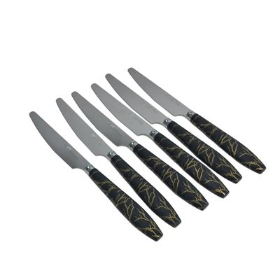Black marble table knife set, 6 pcs