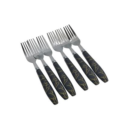 Black Marble Handle Table Forks, 6 Pack