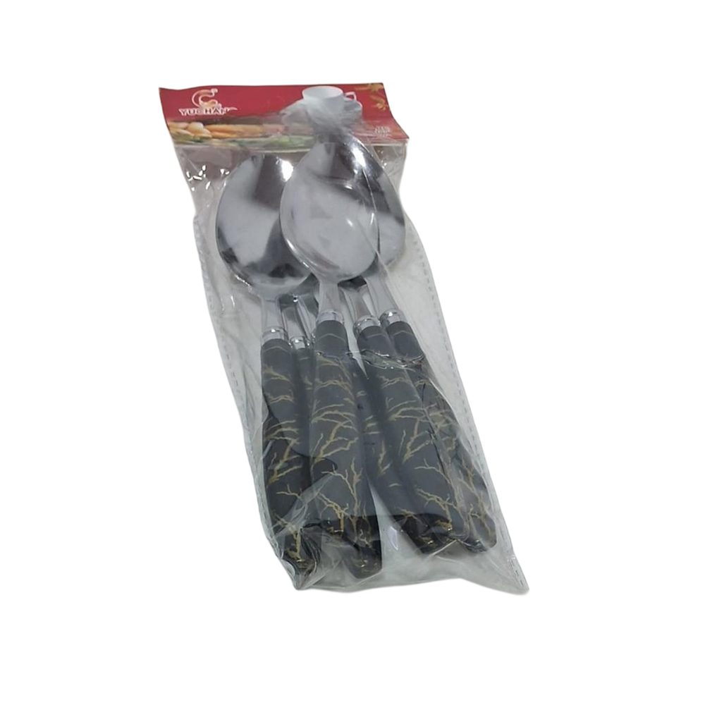 Marble Black Table Spoons, 6 Pack