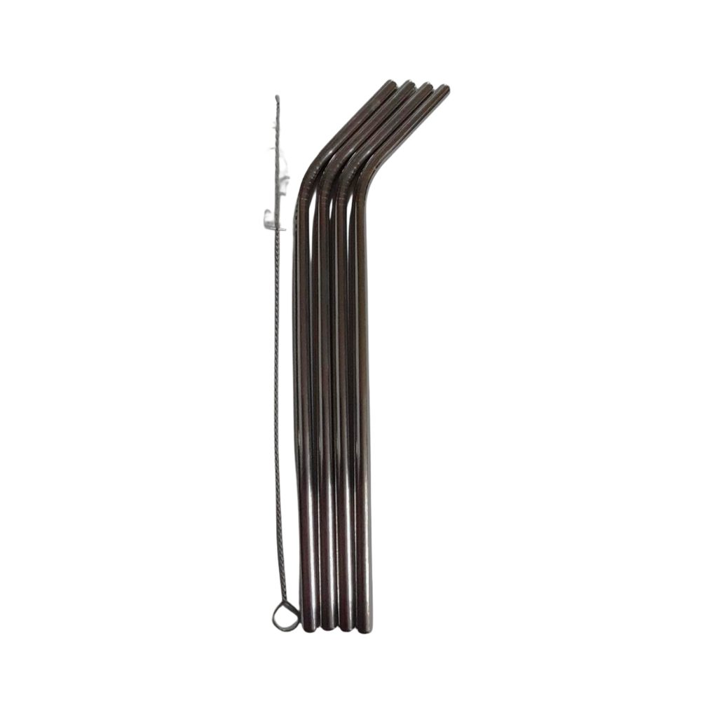 Stainless steel bent straws with brush
