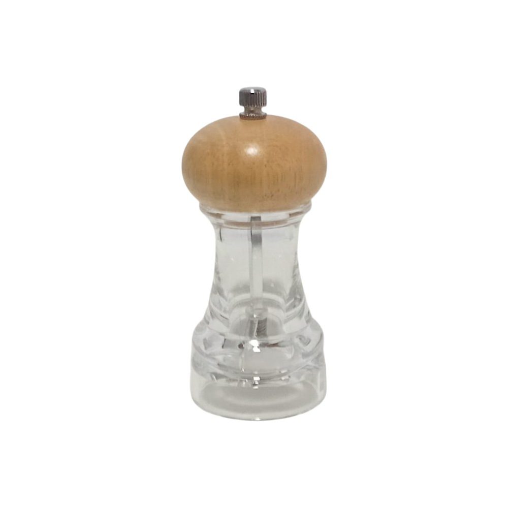 Small wooden-top acrylic pepper mill