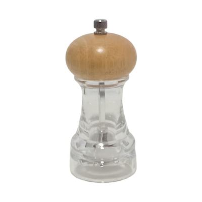 Small wooden-top acrylic pepper mill