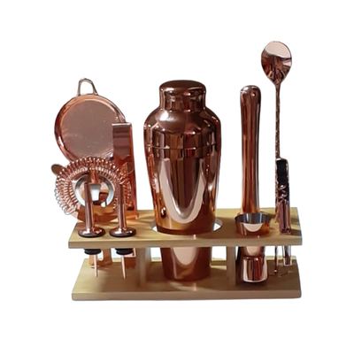 Rose Gold Cocktail Shaker Set with Stand
