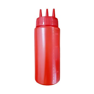 Red three-hole plastic sauce bottle