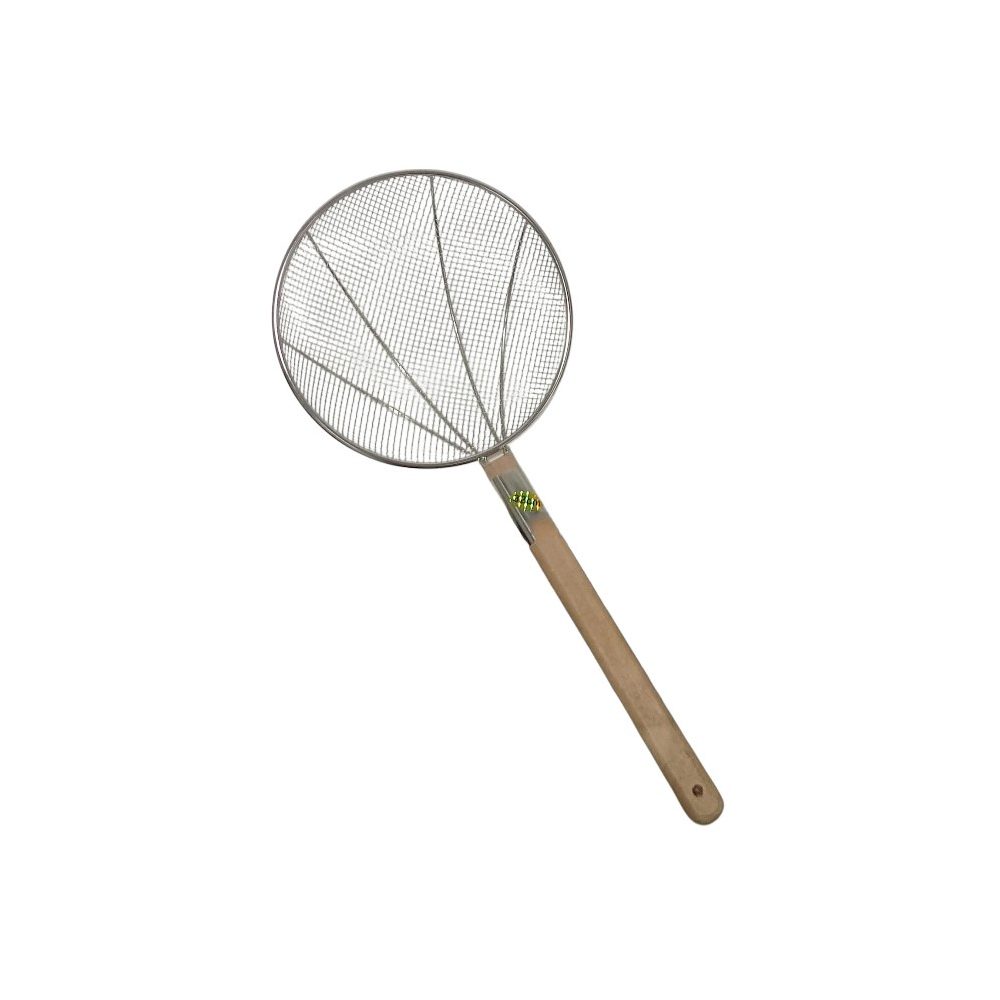 Wooden-handle wire spider skimmer, 32cm