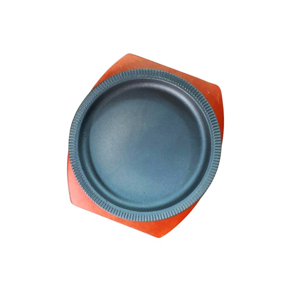 Small Sizzling Plate with Wooden Base