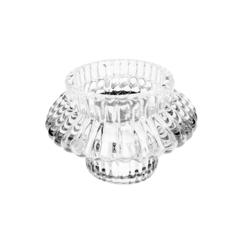 Ribbed Glass Two-Way Candle Holder