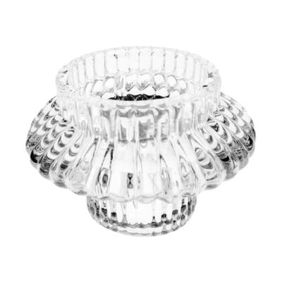 Ribbed Glass Two-Way Candle Holder