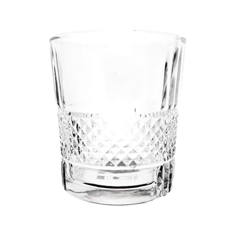 Diamond-cut rock glass tumbler, 6 pcs