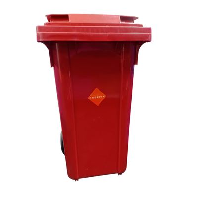 120L Red Wheeled Bin with Lid
