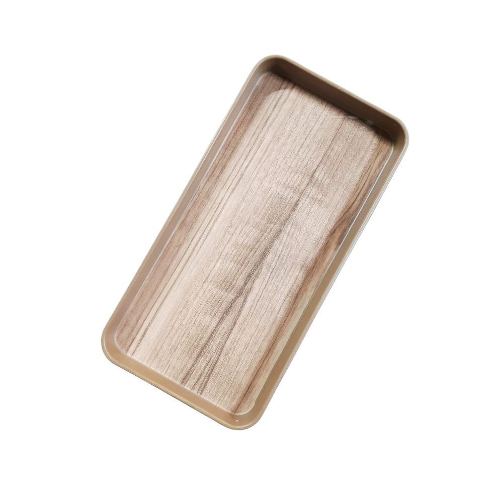 Rectangular wood-look melamine tray