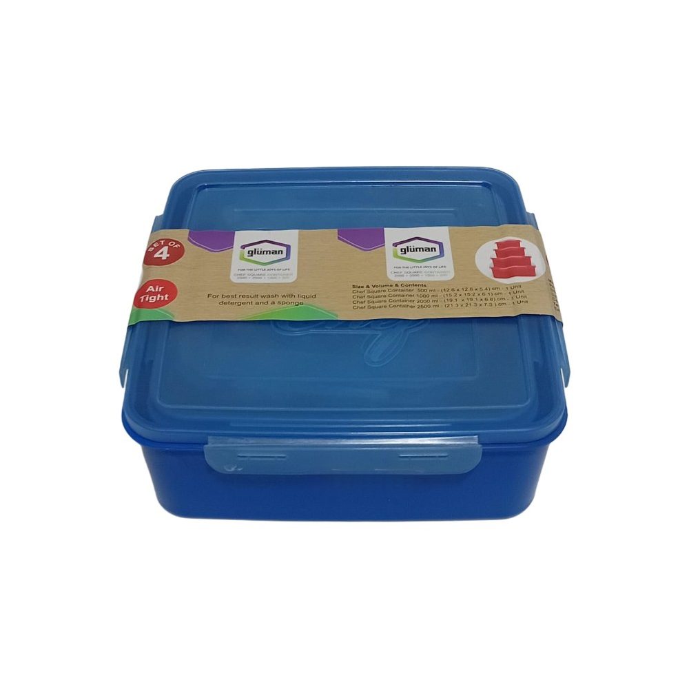 Square Airtight Food Container Set, 4 Pieces