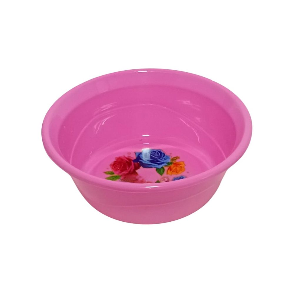 Pink Flower Print Plastic Basin
