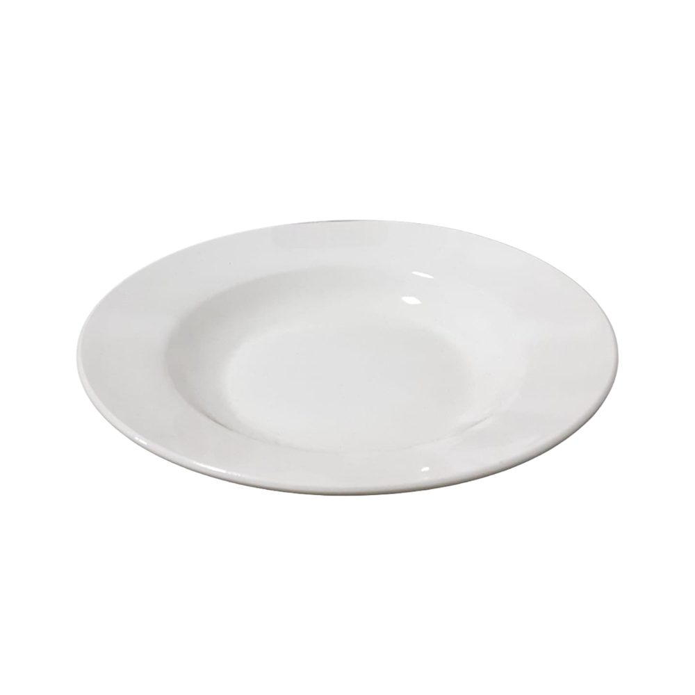 9" White Porcelain Rim Soup Plate