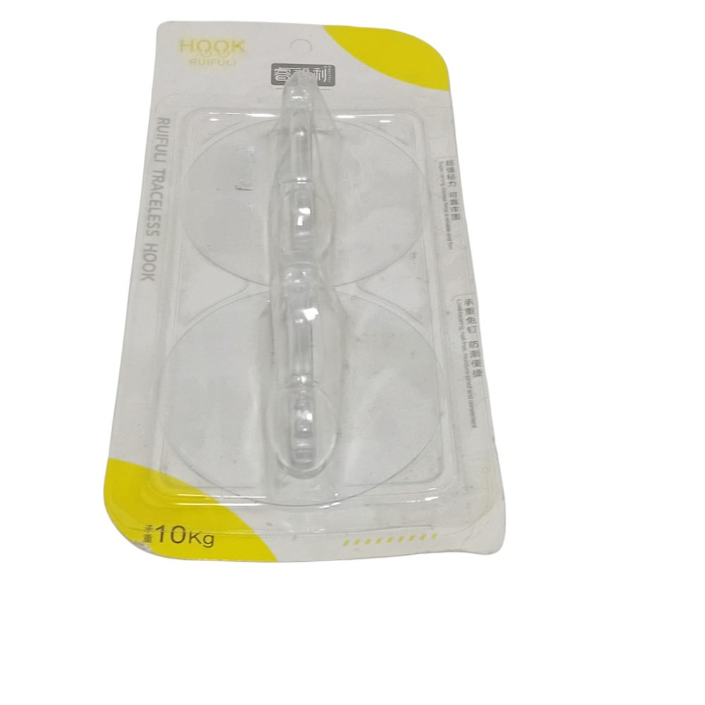 Clear Traceless Wall Hooks, 2 Pack