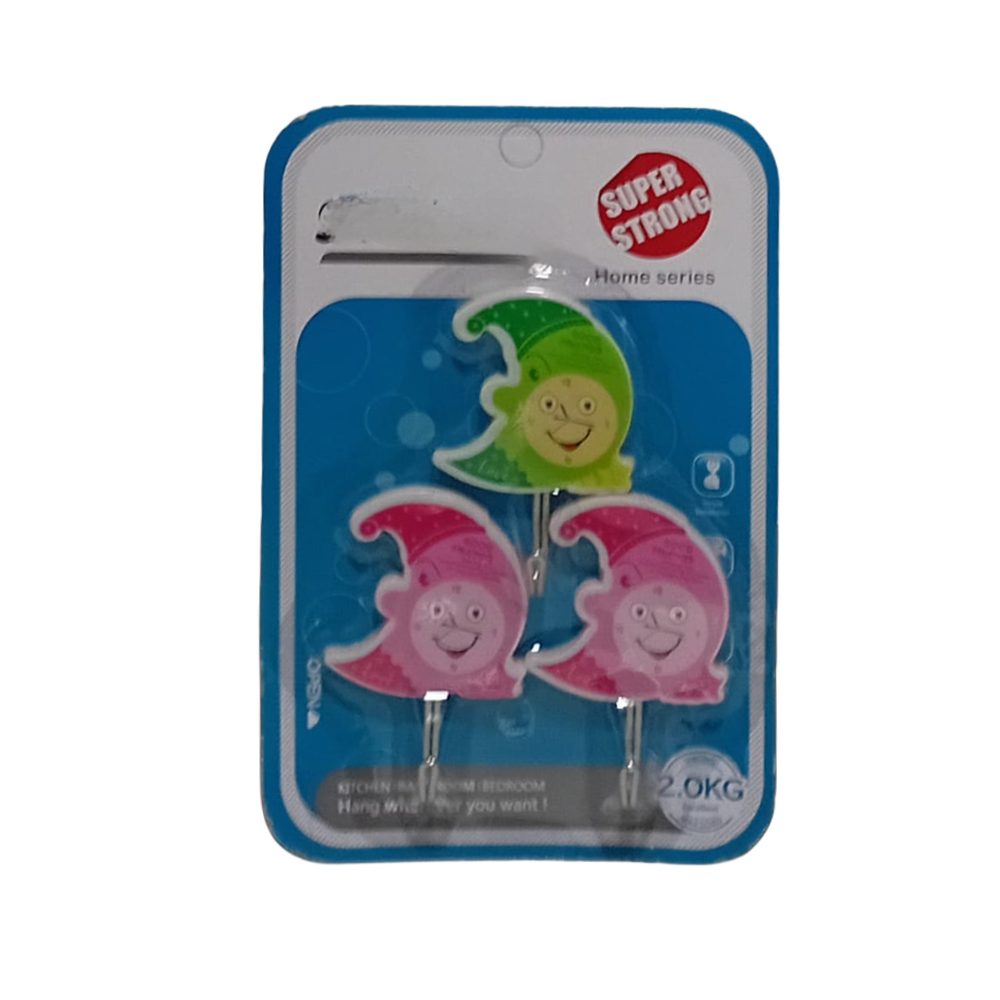 Self-adhesive moon hooks, pack of 3