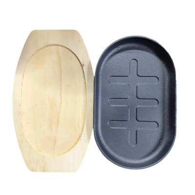 Oval Sizzling Plate with Wooden Base