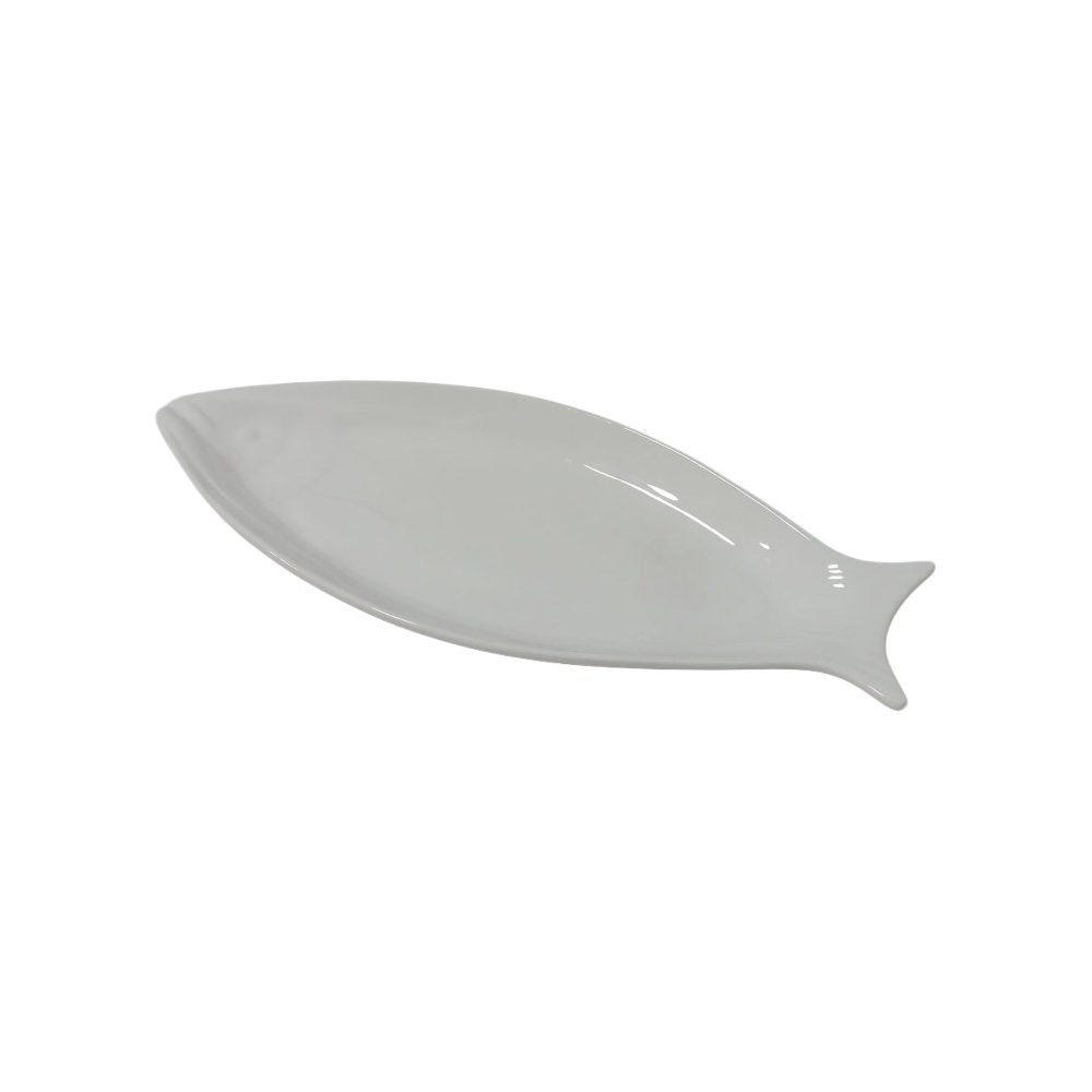 White Ceramic Fish-Shaped Serving Plate
