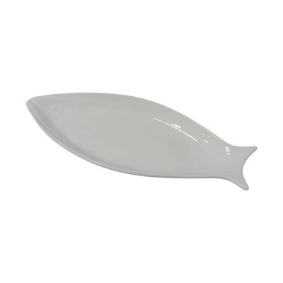 White Ceramic Fish-Shaped Serving Plate