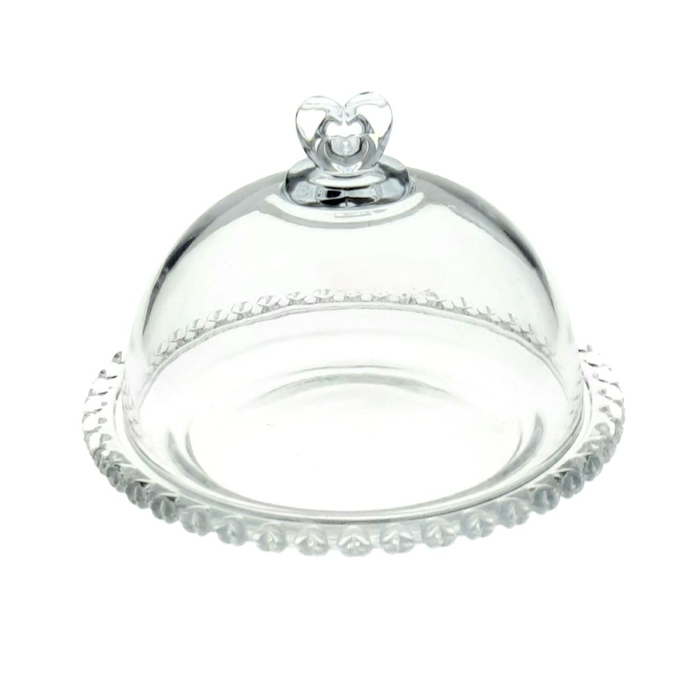 Glass Cake Dome with Beaded Plate