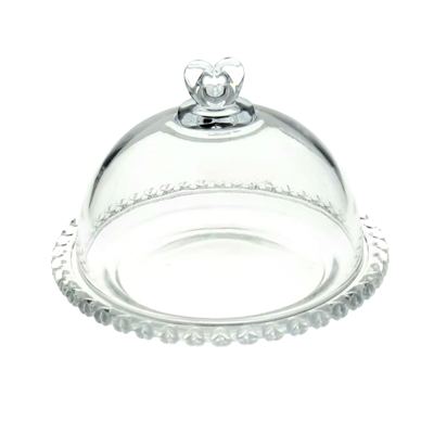 Glass Cake Dome with Beaded Plate