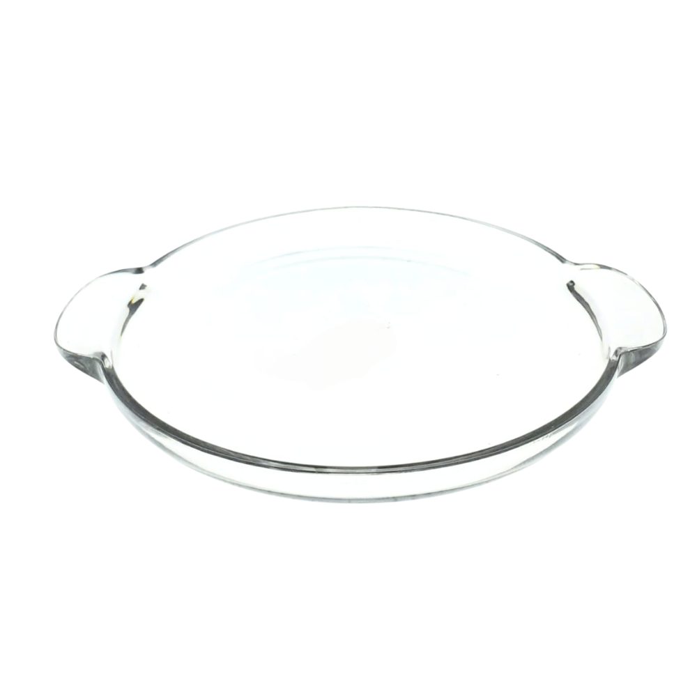 Oval glass serving plate with handles