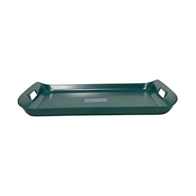 Green plastic serving tray with handles