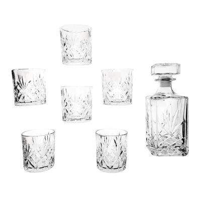 Cut-Pattern Whisky Decanter Set, 7 Pieces