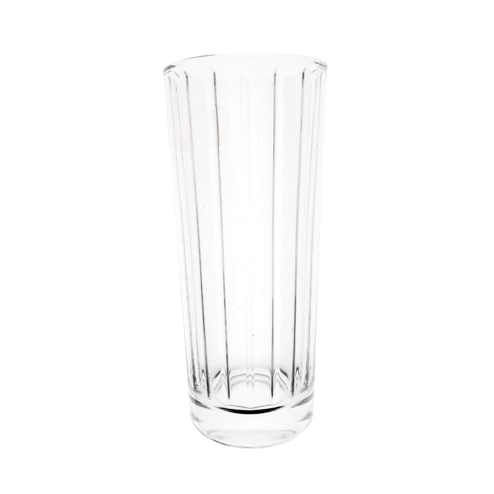 Tall ribbed glass tumbler set, 6 pcs