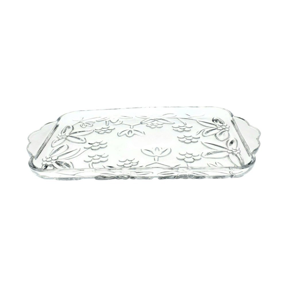 Rectangular Glass Serving Tray with Handles