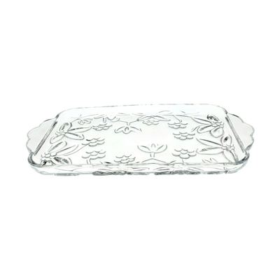 Rectangular Glass Serving Tray with Handles
