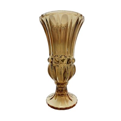 Amber Gold Footed Glass Vase
