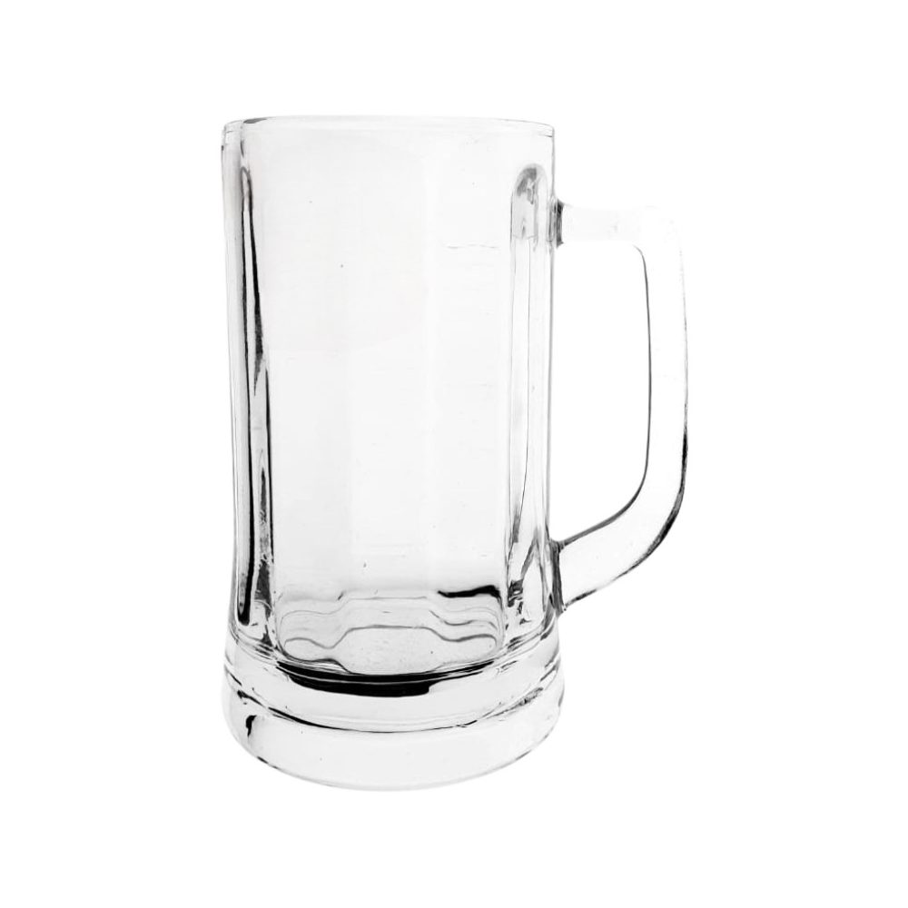 Glass beer mug with handle