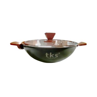 Ceramic coated non-stick kadai with lid