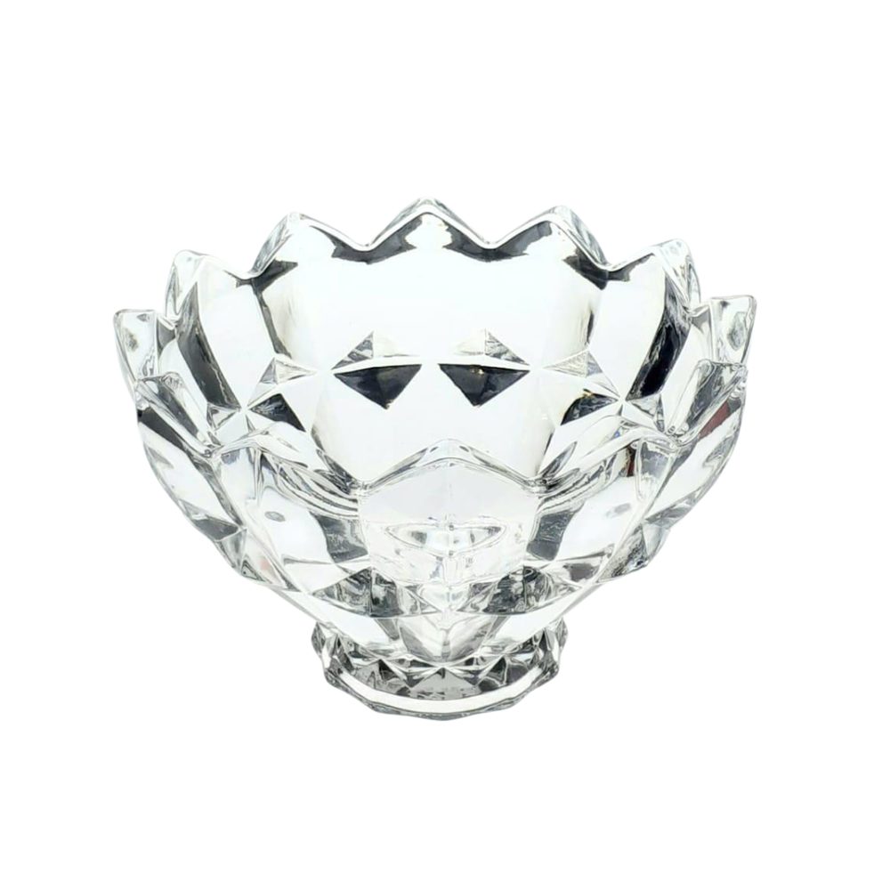 Crystal-cut glass footed centre bowl